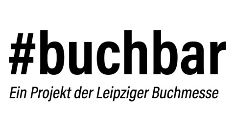Das Schriftlogo der Buchbar mit schwarzer Schrift auf weißem Hintergrund: "#buchbar - Ein Projekt der Leipziger Buchmesse"