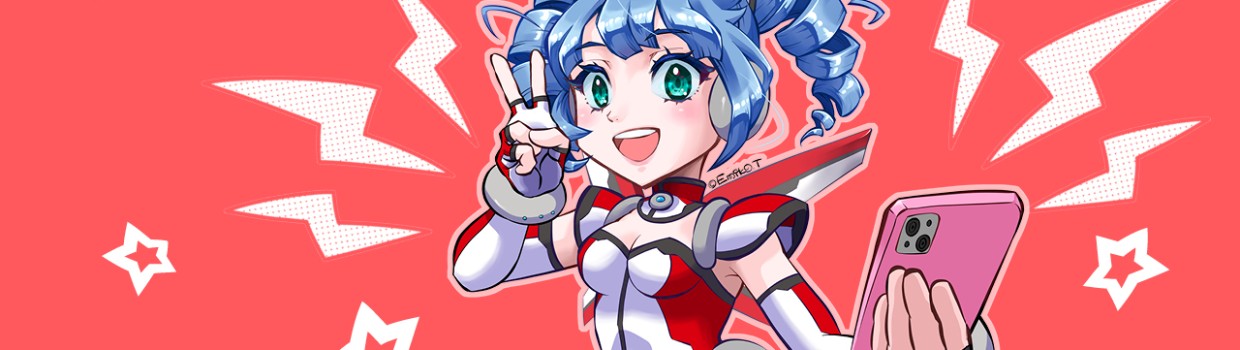 Manga Comic Con Logo mit Macoco-Figur vor rotem Hintergrund