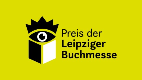 Preis der Leipziger Buchmesse Logo vor gelbem Hintergrund