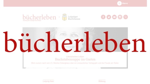 Das Logo des Blogs "bücherleben". Im Hintergrund ein Screenshot das Blogs. 